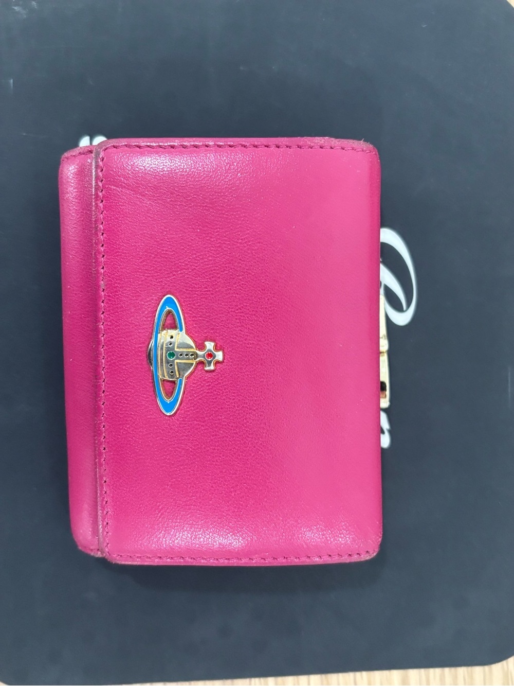 Vivienne Westwood Pink Leather Mini Wallet with Orb Emblem